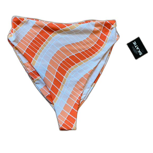 NWT  SKATIE Orange White Pattern Bikini Bottoms Swimwear   Women's Size XL - Picture 1 of 5